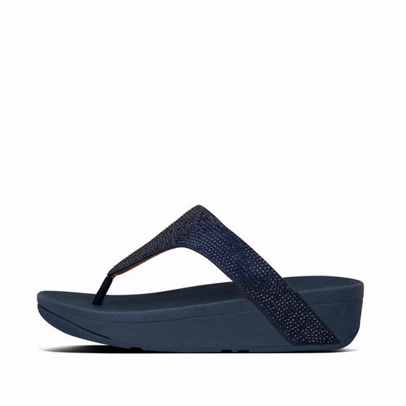 Sandales Entre-Doigts Femme Fitflop Lottie Microfibre Bleu Marine (NUK426783)